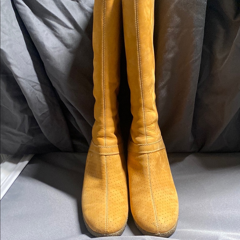 Vibrant Yellow Over the Knee Suede Boots
